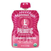 Load image into Gallery viewer, Mamma Chia chia prebiotic squeeze snack package in strawberry lemonade flavor on a white background