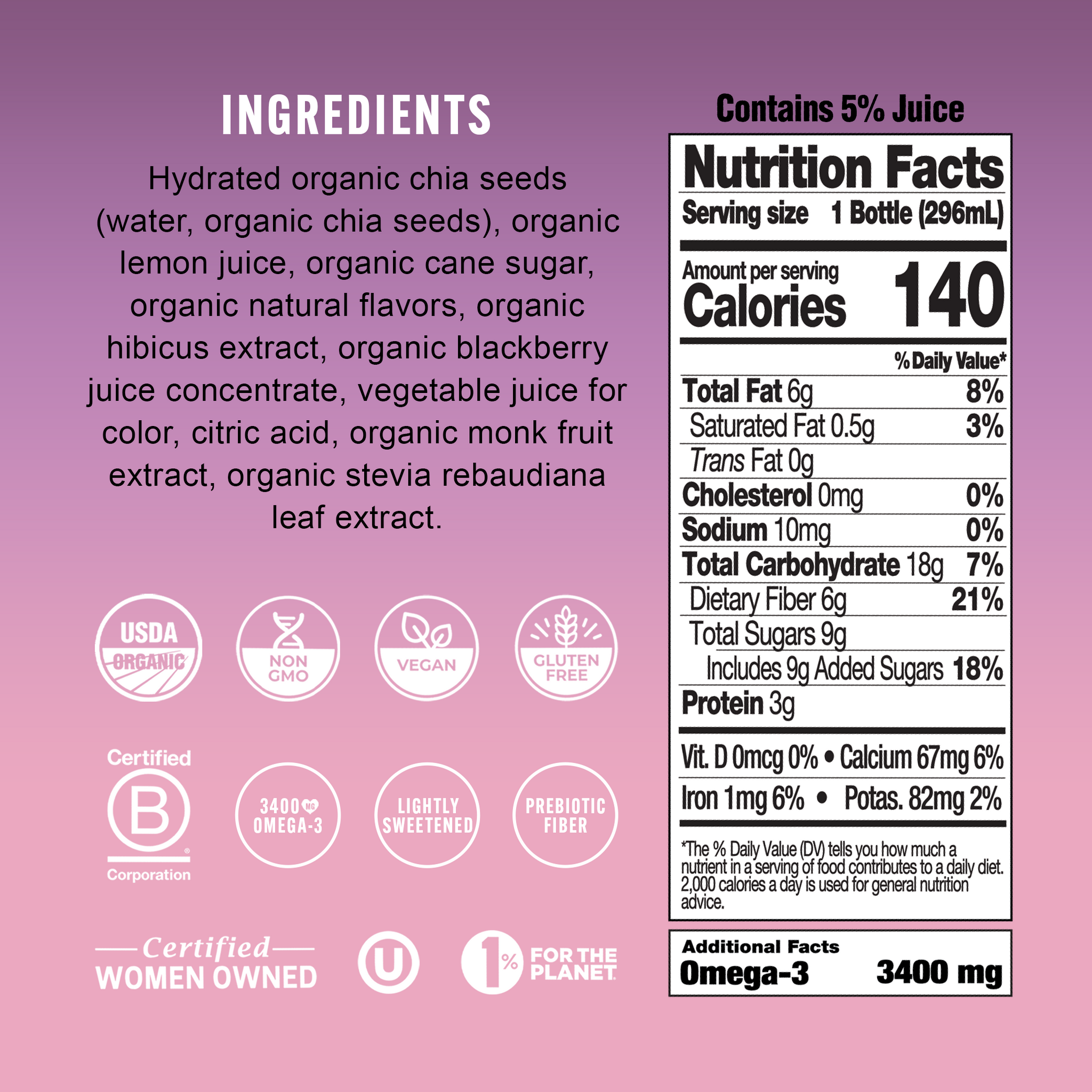 Blackberry Hibiscus Organic Chia Beverage – Mamma Chia