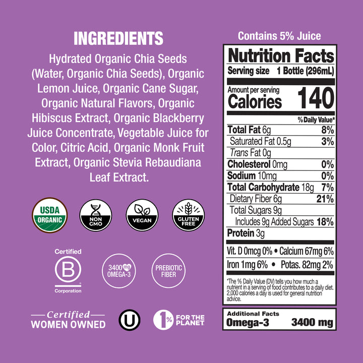 Blackberry Hibiscus Organic Chia Beverage