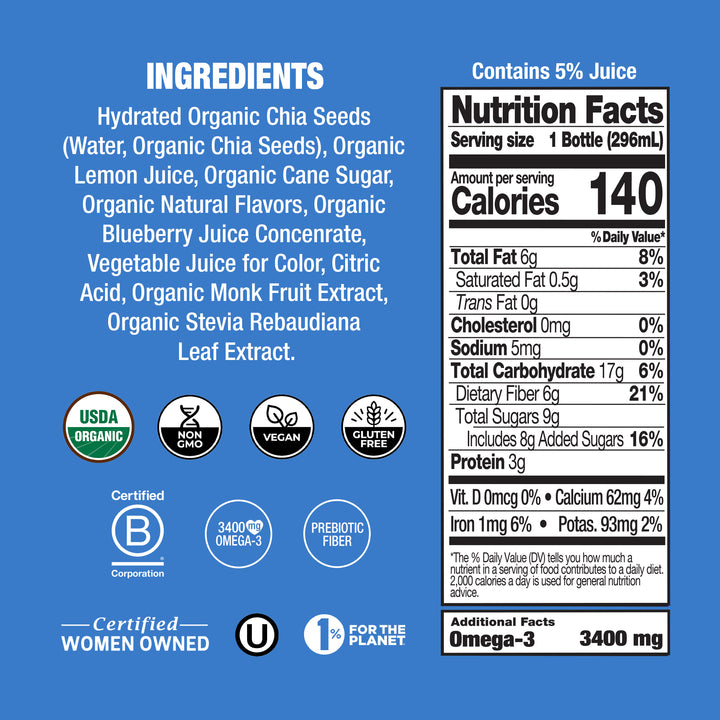 Blueberry Pomegranate Organic Chia Beverage