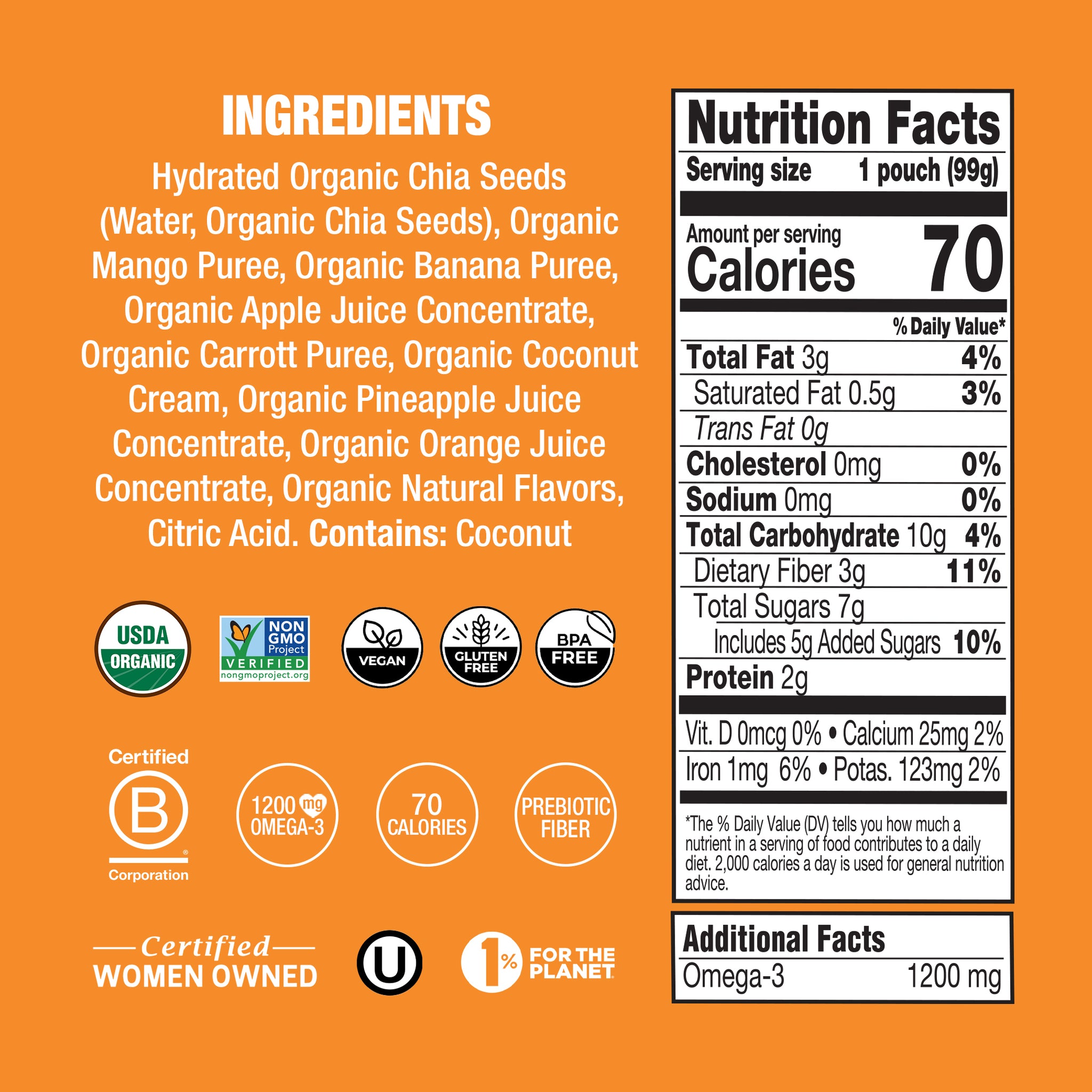 Mango Coconut Organic Chia Squeeze – Mamma Chia