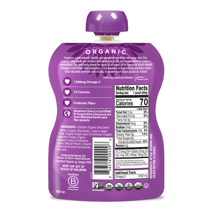 Blackberry Bliss Organic Chia Squeeze – Mamma Chia