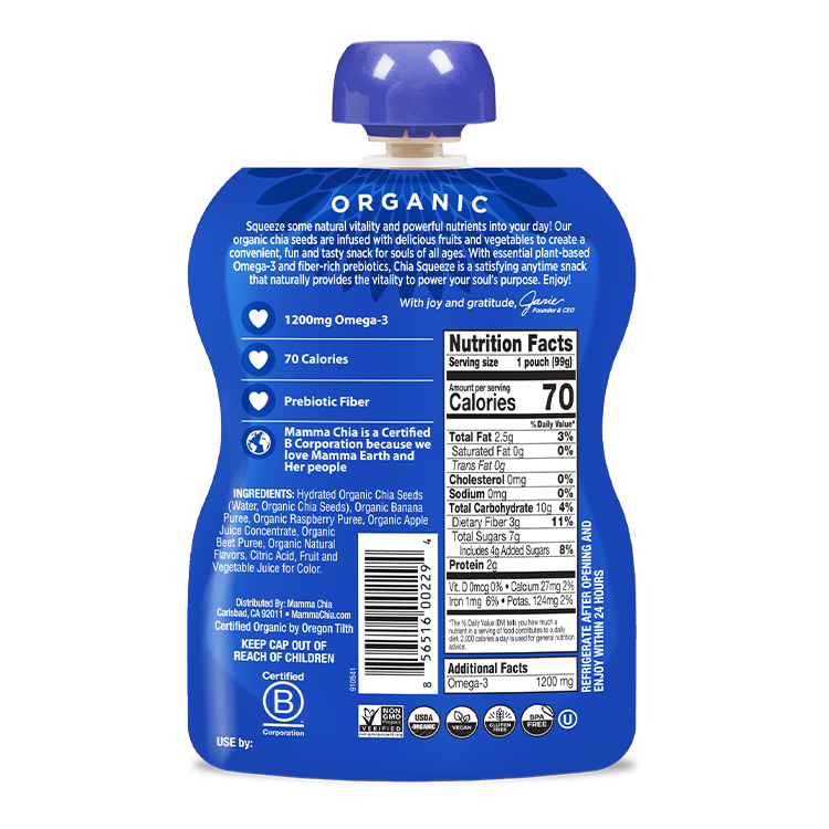Wild Raspberry Organic Chia Squeeze – Mamma Chia
