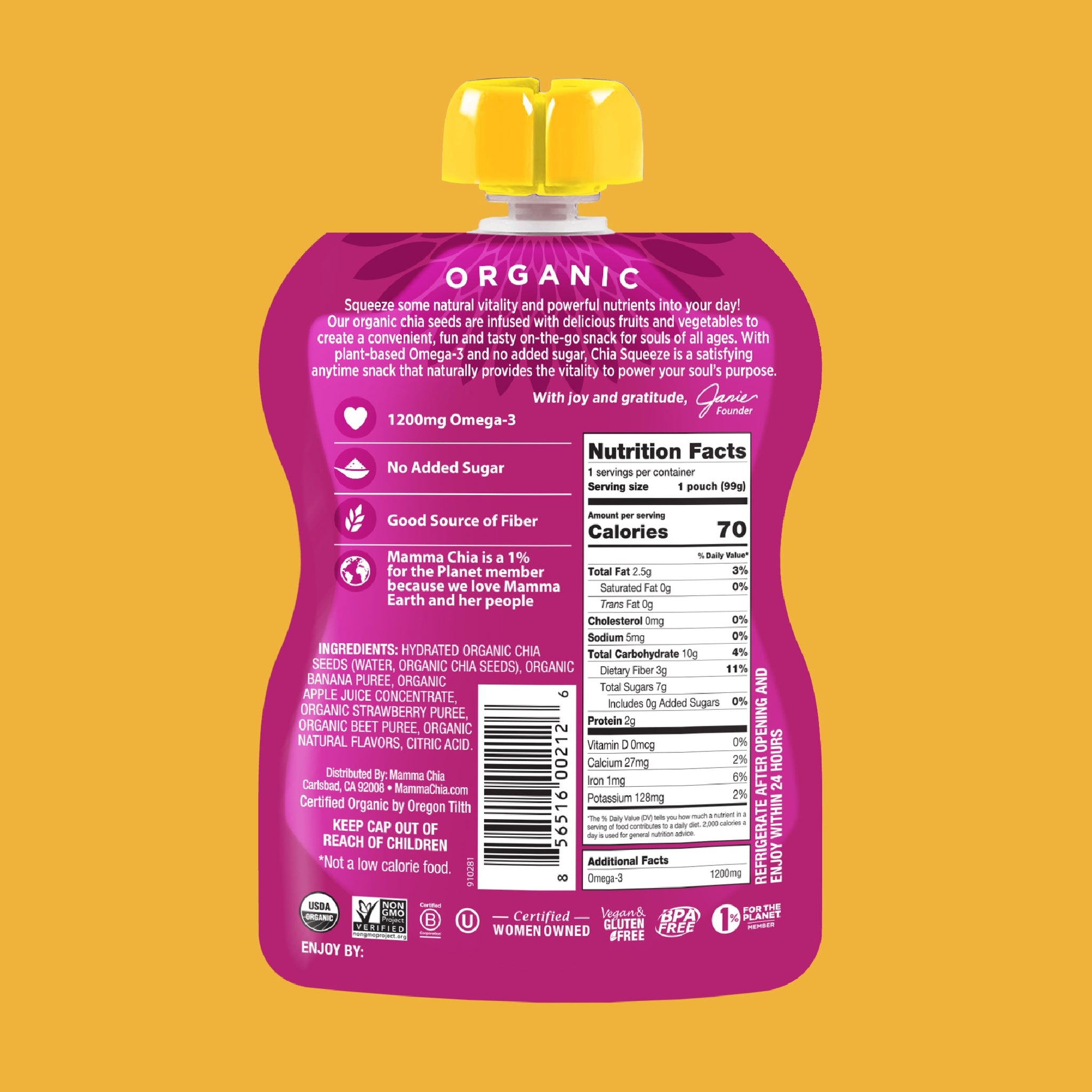 Single Strawberry Banana Organic Chia Squeeze – Mamma Chia