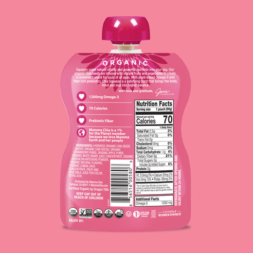 Strawberry Lemonade Organic Chia Prebiotic Squeeze